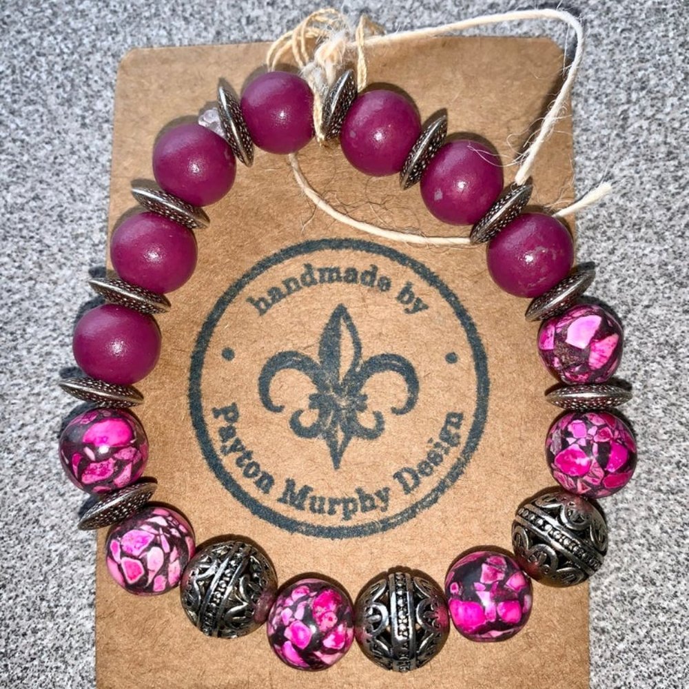 3 for $60 - "Punky Power" pink stretch bracelet